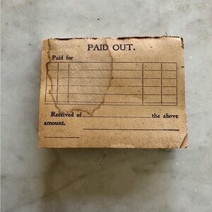 ANTIQUE "PAID OUT" NATIONAL CASH REGISTER RECEIPT PAD CIRCA 1901-1909
